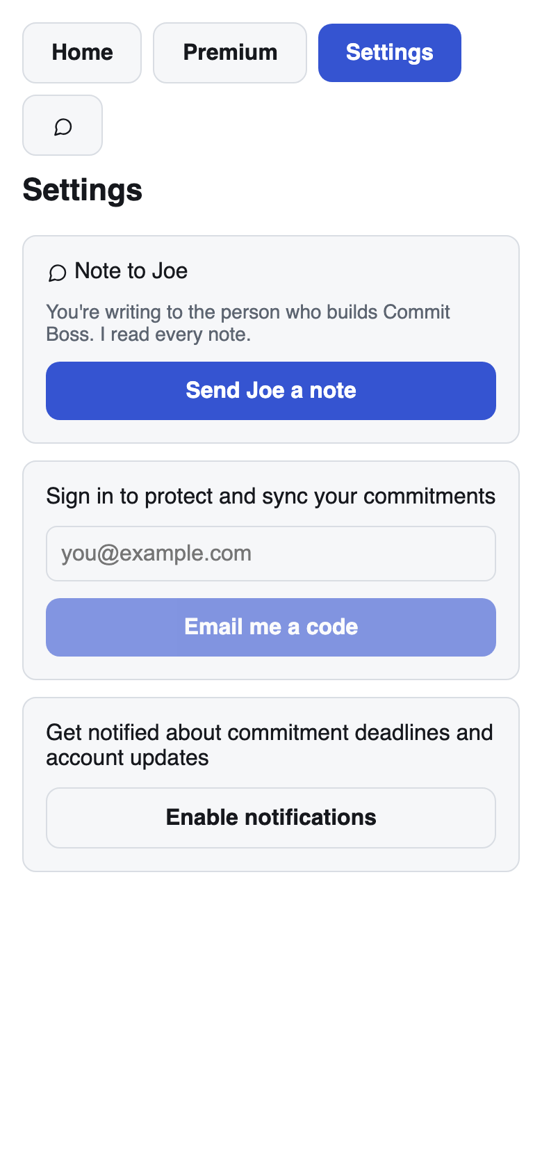 Sign in to protect and sync your commitments across every device.